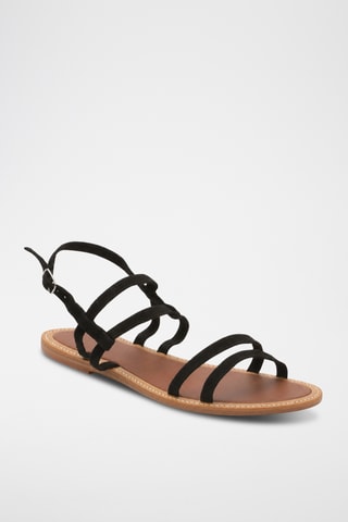 Sandales en cuir de chèvre nubuck Yvonne - Noir