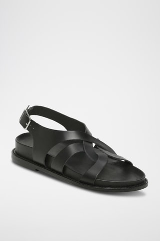 Sandales compensées en cuir Sova - Noir