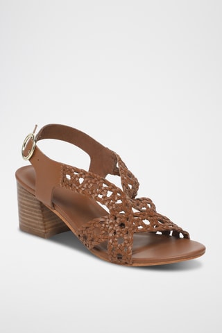 Sandales à talons en cuir Robine - Camel