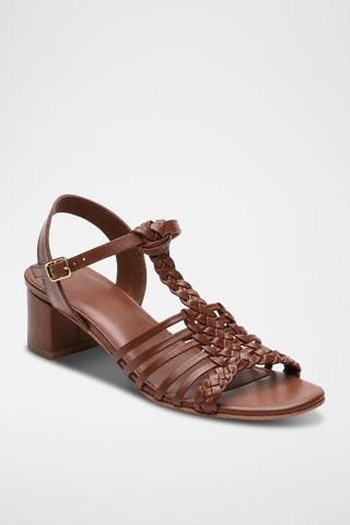 Sandales à talons en cuir de chèvre Vija - Camel
