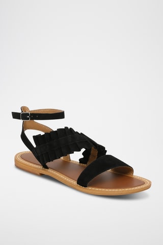 Sandales en cuir de chèvre nubuck Yalena - Noir