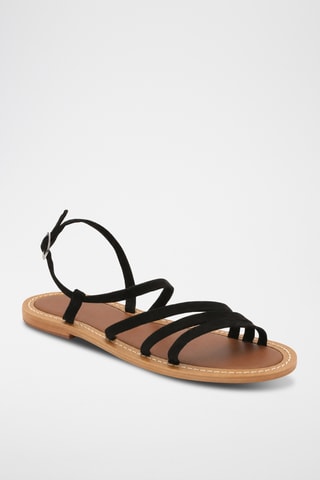 Sandales en cuir de chèvre nubuck Orlena - Noir