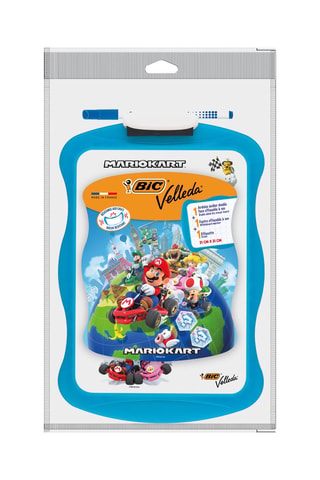 Ardoise Velleda double-face avec marqueur effaçable et effacette Mario Kart Nintendo - Encre bleu
