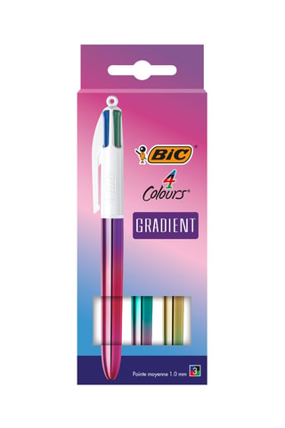 3 Balpennen in 4 Glanzende Kleuren - 4 Kleuren
