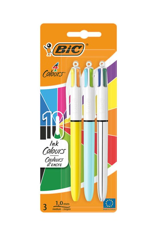 3 Balpennen 4 Kleuren Shine, Fun en Sun 12 Kleuren