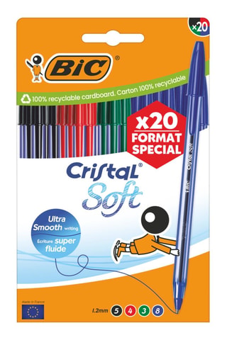 20 Cristal Soft balpennen - 4 Inktkleuren
