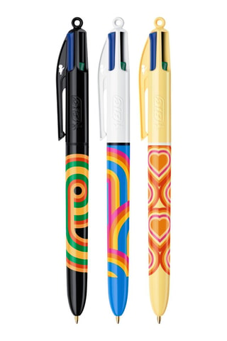 3 Balpennen Retro Lines - 4 Inktkleuren