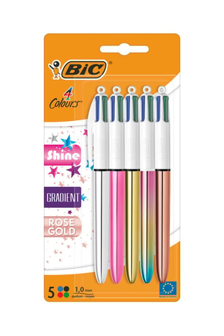 5 Balpennen 4 Kleuren Shine en Gradient - 4 Inktkleuren