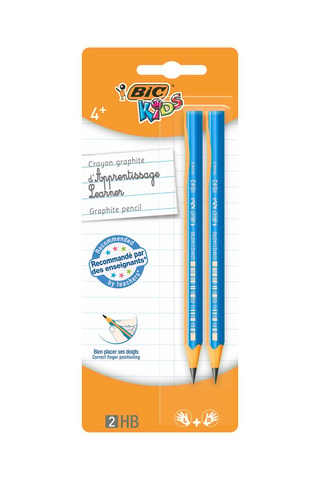 2 BIC Kids Crayons à Papier d'Apprentissage Triangulaires Extra-Larges HB - Coloris aléatoire
