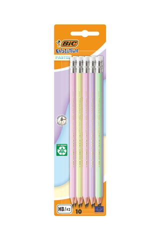 10 crayons graphite mine HB avec bout de gomme