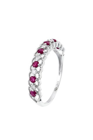 Anillo Koh samui - Oro blanco, diamantes y rubíes
