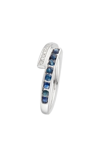 Anillo Lanis - Oro blanco, zafiros y diamantes