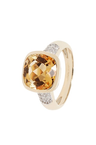 Anillo Sucre d'Orge - Oro amarillo, diamantes y citrino