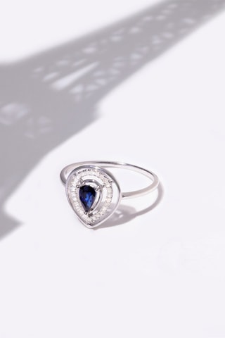 Anillo Océane - Oro blanco, zafiro y diamantes