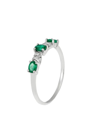 Anillo Abaya - Oro blanco, diamantes y esmeraldas