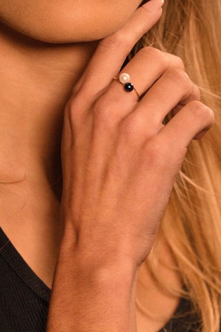Anillo Duo perlé - Oro amarillo