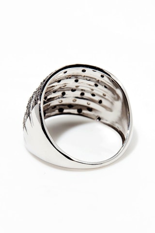 Anillo Maeva - Oro blanco, diamantes blancos y diamantes negros