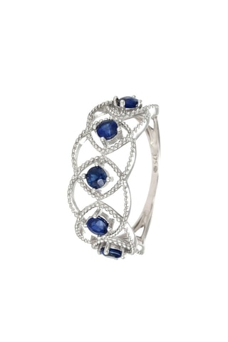 Anillo Amoro - Oro blanco, diamantes y zafiros