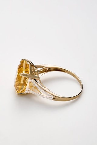 Anillo Pink Fiction - Oro amarillo, diamantes y cuarzo amarillo