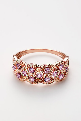 Anillo Astéria - Oro rosa, diamantes, cuarzo rosa y amatista