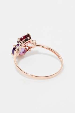 Anillo Barbara - Oro rosa, amatista, rodolita y cuarzo rosa