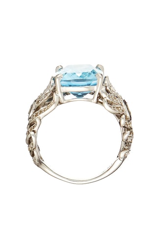 Anillo Toliara - Oro blanco, diamantes y topacio