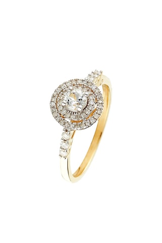 Anillo Nosy - Oro amarillo, diamantes y topacio