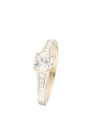 Anillo Kriva - Oro amarillo, diamantes y topacio