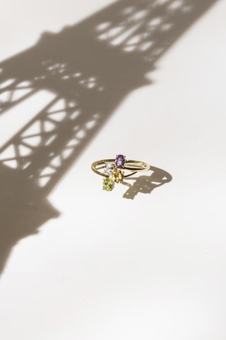 Anillo Bornéo - Oro amarillo, amatista, topacio, citrino y peridoto