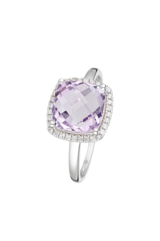 Anillo Pukhet - Oro blanco, amatista y diamantes