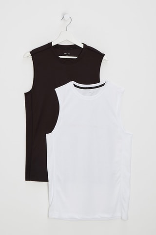 2 camisetas de tirantes de entrenamiento - Blanco y negro - Asos Design