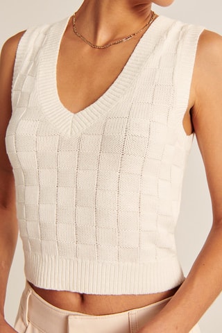 Pull court sans manches - Ecru
