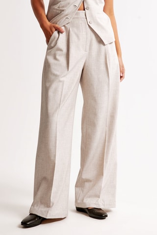 Pantalon wide legs taille haute - Beige