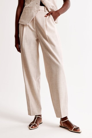 Pantalon relaxed taille haute - Beige
