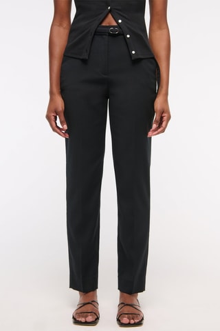 Pantalon cigarette taille haute - Noir