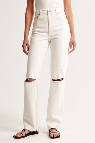 Jean straight taille haute - Blanc