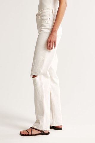 Jean straight taille haute - Blanc
