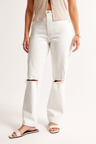 Jean straight taille haute - Blanc