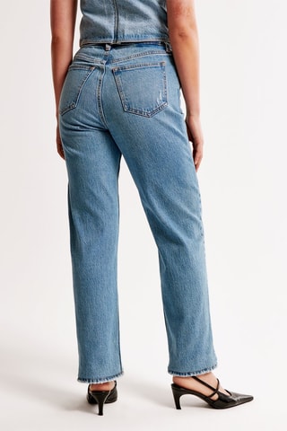 Jean straight taille haute - Bleu