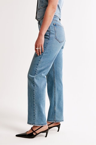 Jean straight taille haute - Bleu