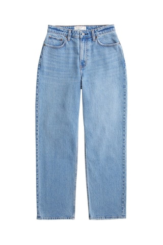 Jean straight taille haute - Bleu