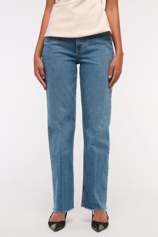 Jean straight taille haute - Bleu