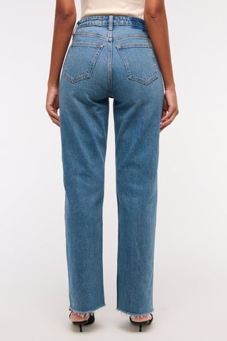 Jean straight taille haute - Bleu