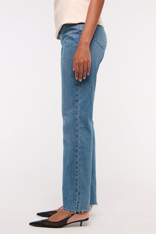 Jean straight taille haute - Bleu