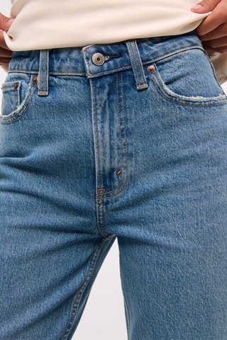 Jean straight taille haute - Bleu