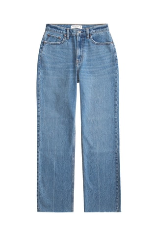 Jean straight taille haute - Bleu