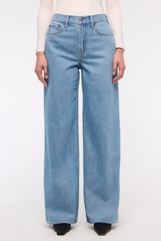 Jean wide legs taille haute - Bleu