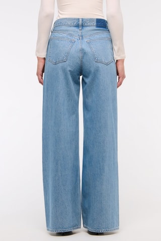 Jean wide legs taille haute - Bleu