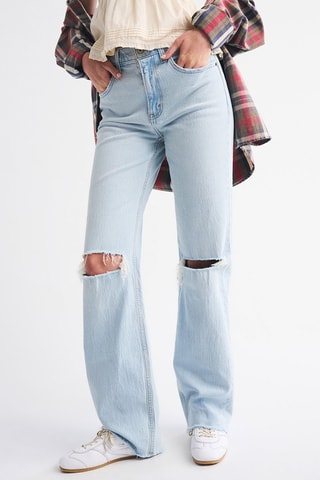 Jean relaxed legs taille haute - Ciel
