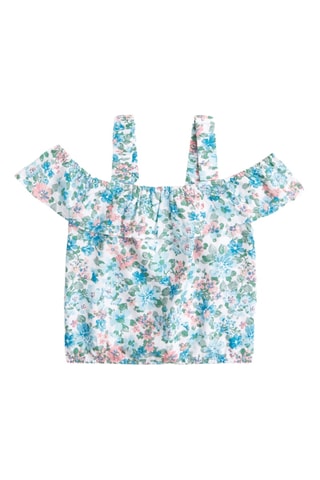 Blouse en lin - Blanc et bleu